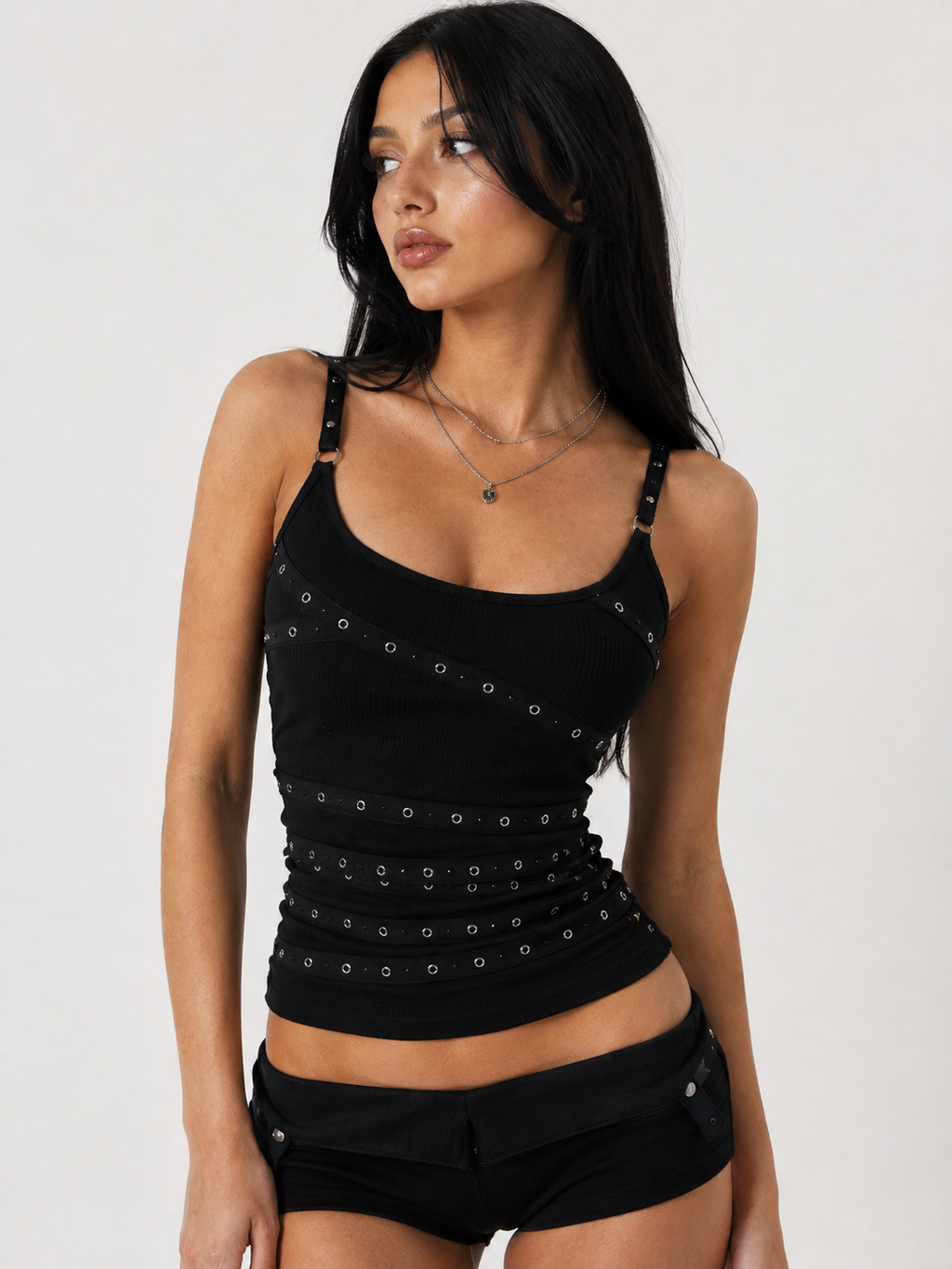 Lace Trim Cami Top – Black