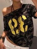 Camouflage Off Shoulder Top - Planet Missy