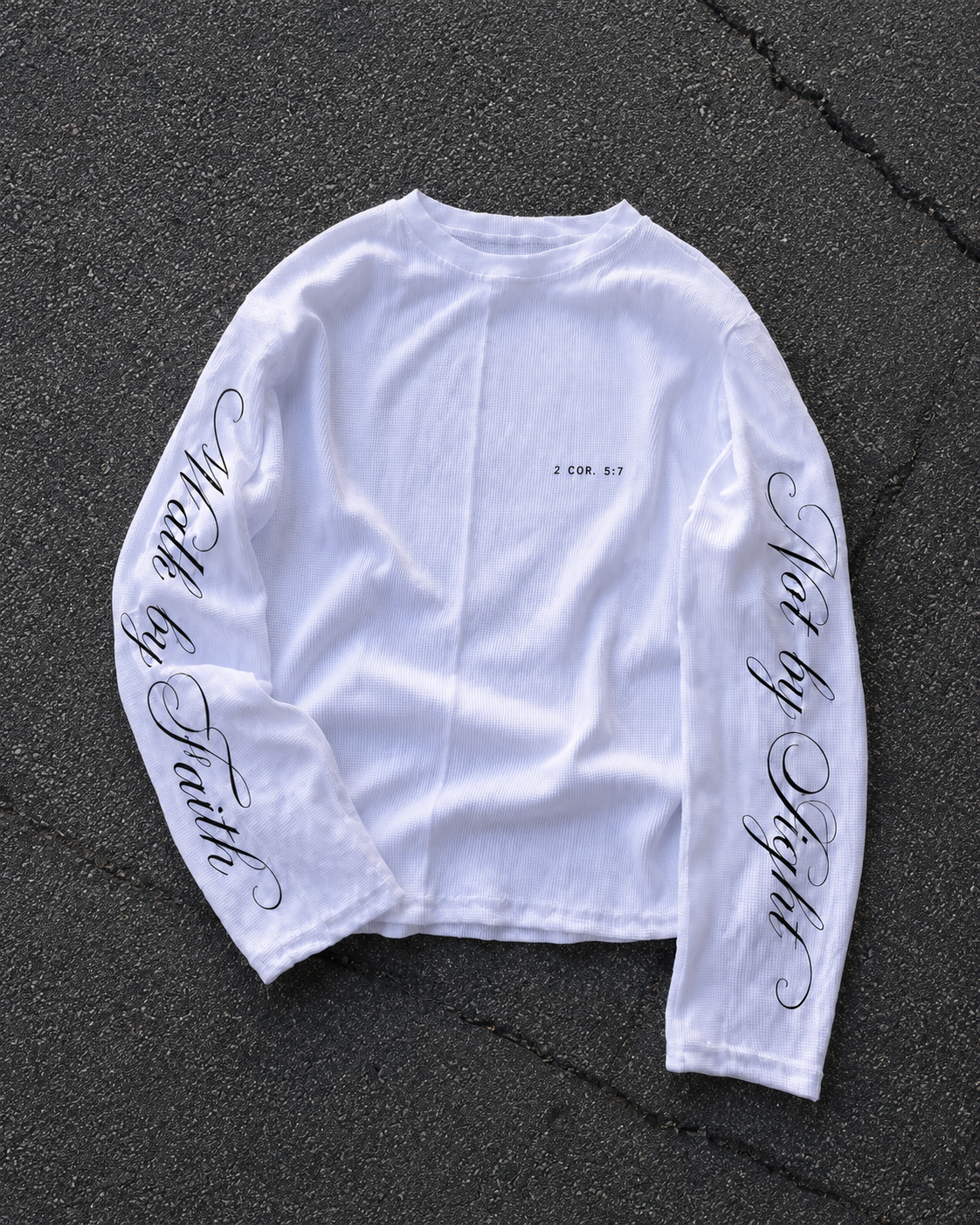 Walk by Faith Lettered Script Long-Sleeve Top - Black and White