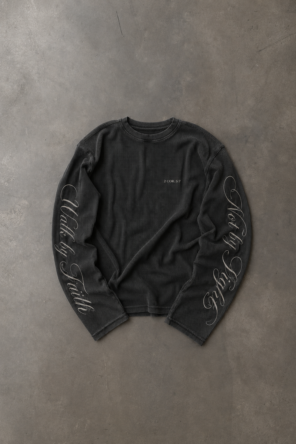 Walk by Faith Lettered Script Long-Sleeve Top - Black and White