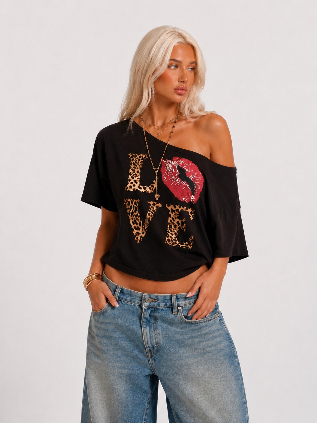 Love Off Shoulder Tee – Black Tops - Planet Missy