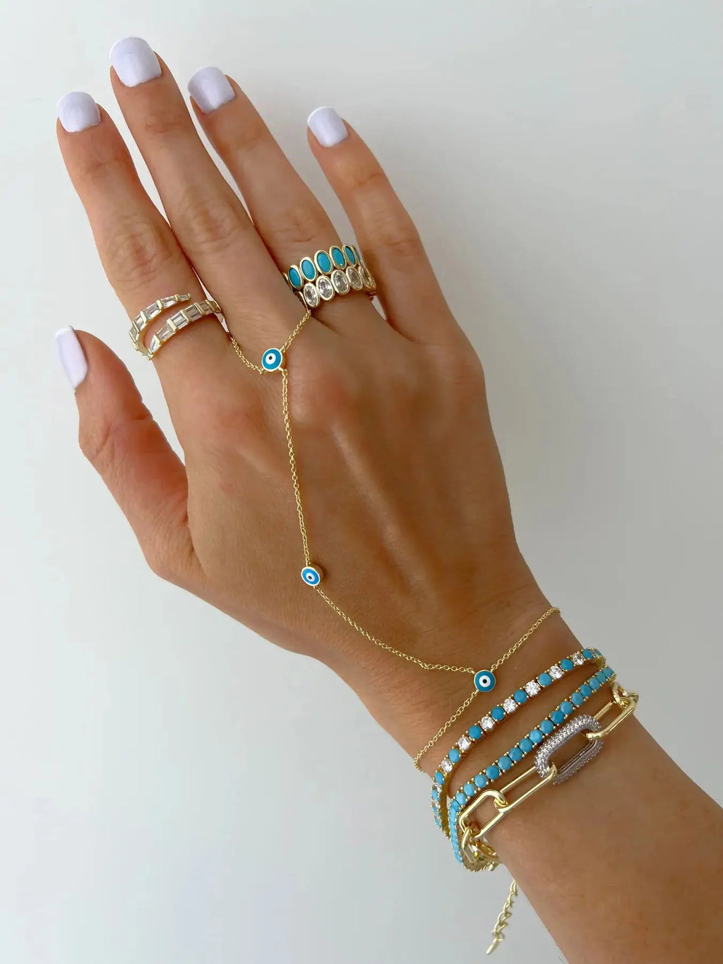Enamel Evil Eye Charm Chain Bracelet