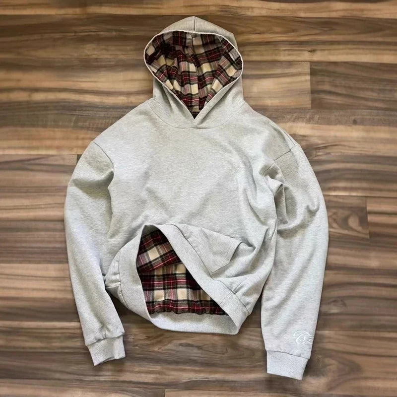 Plaid Print Loose Hoodie – Hoodies & Sweatshirts