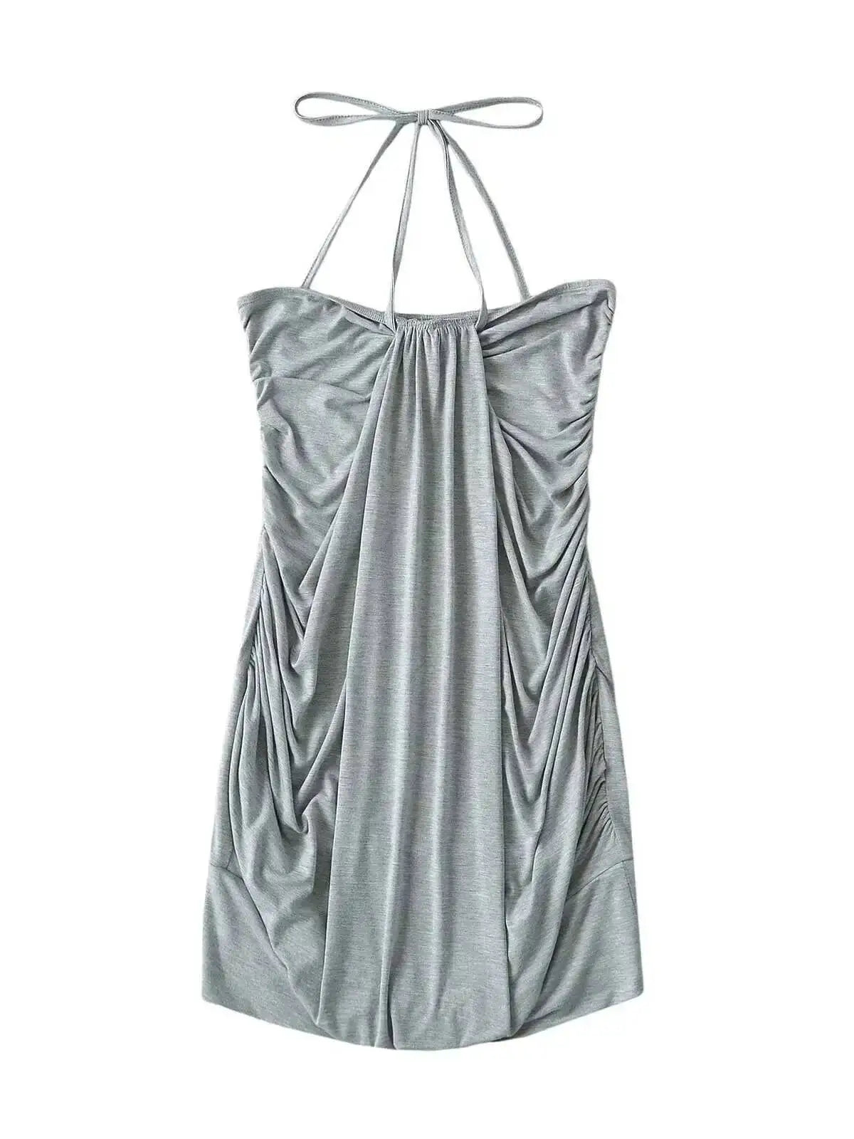Lace Up Neck Wrap Top/Dress – Gray Dresses