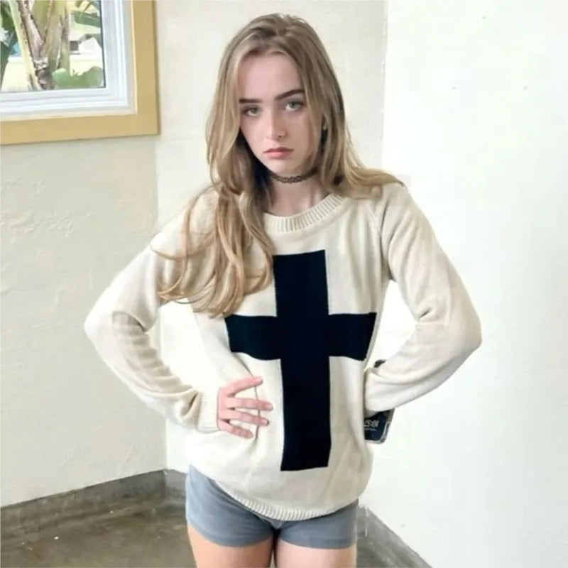 Retro Cross Tee – Black Sweaters