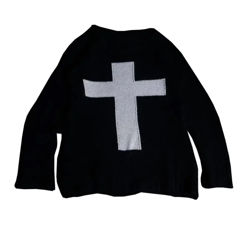 Retro Cross Tee – Black Sweaters