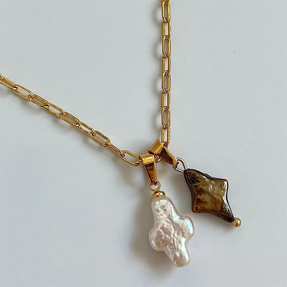 Natural Pearl Cross Necklace