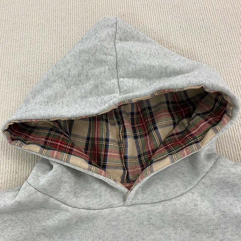 Plaid Print Loose Hoodie – Hoodies & Sweatshirts