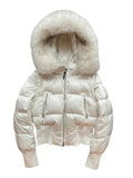 White Cropped Puffer Jacket