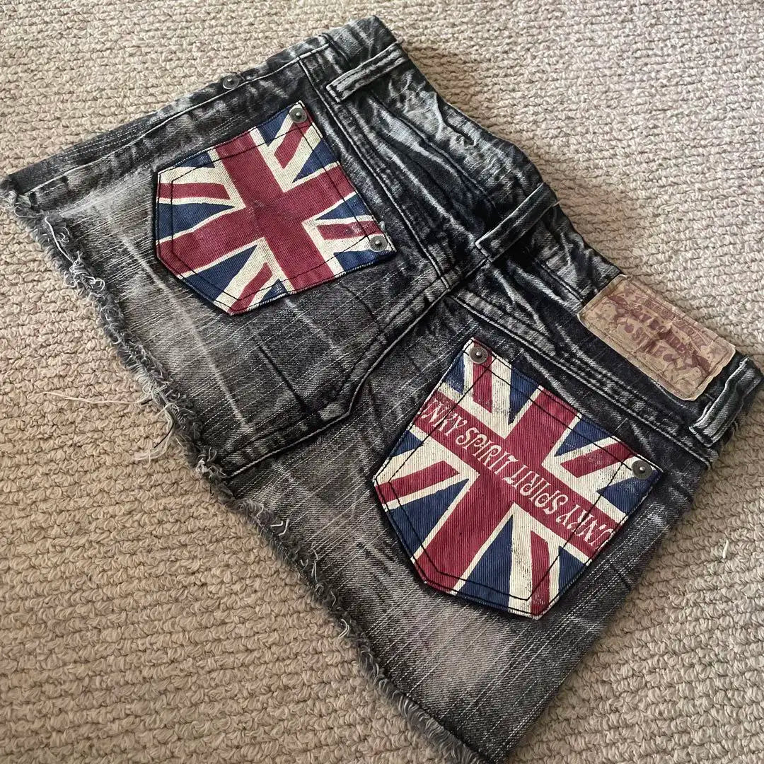 Union Jack Patchwork Denim Skirt
