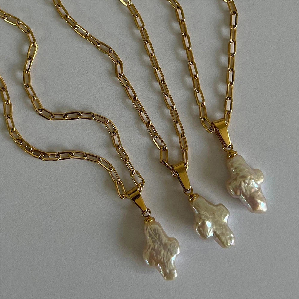 Natural Pearl Cross Necklace