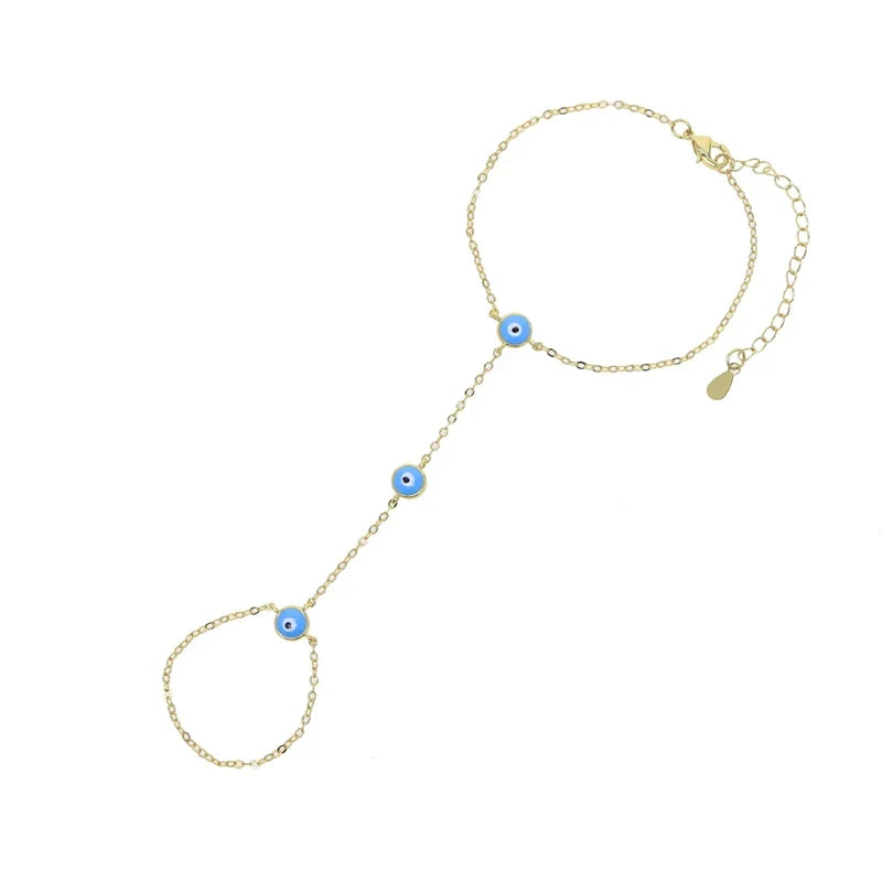 Enamel Evil Eye Charm Chain Bracelet