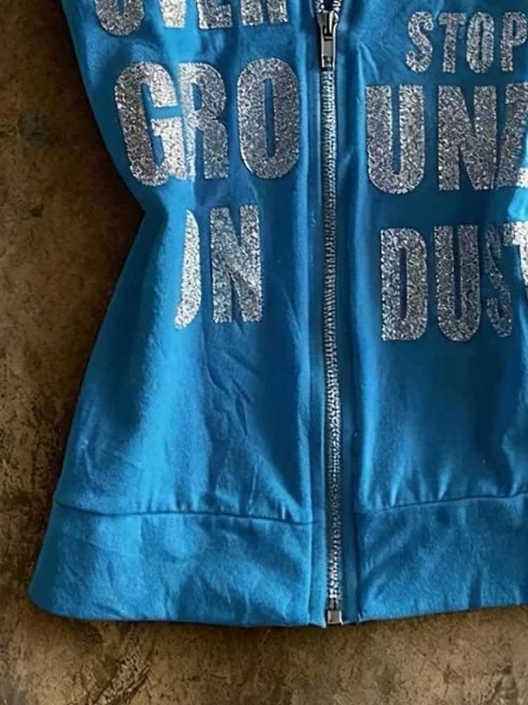 Y2K Zip Graphic Tank Top