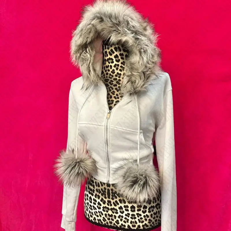 Faux Fur Collar Camouflage Jacket