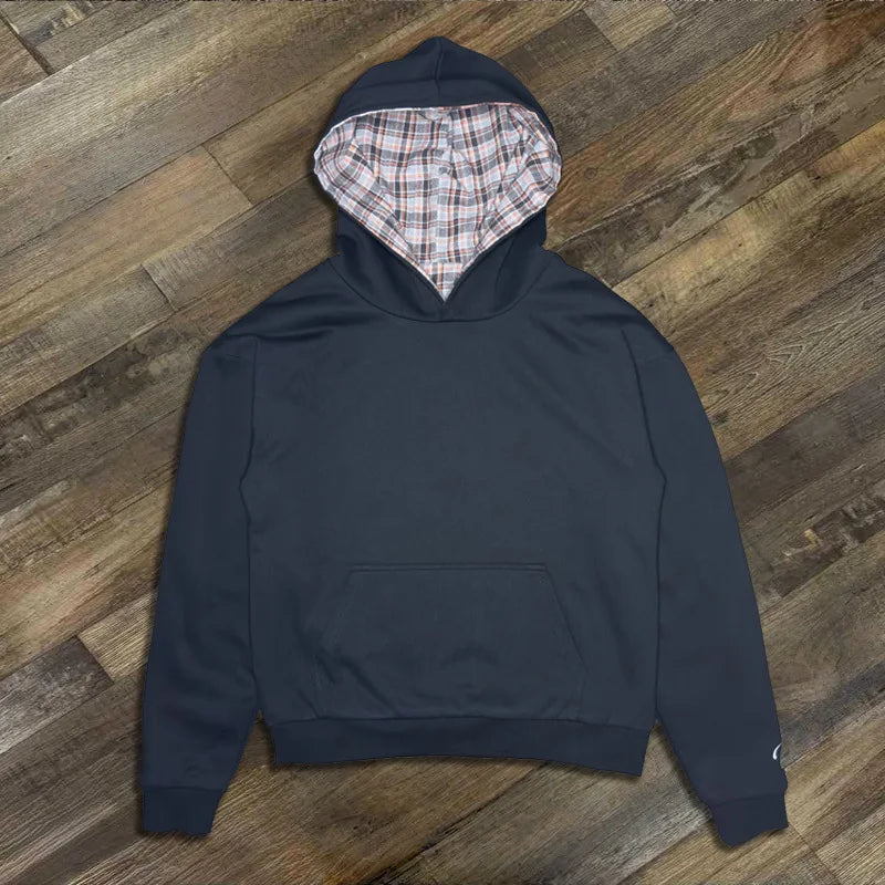 Plaid Print Loose Hoodie – Hoodies & Sweatshirts