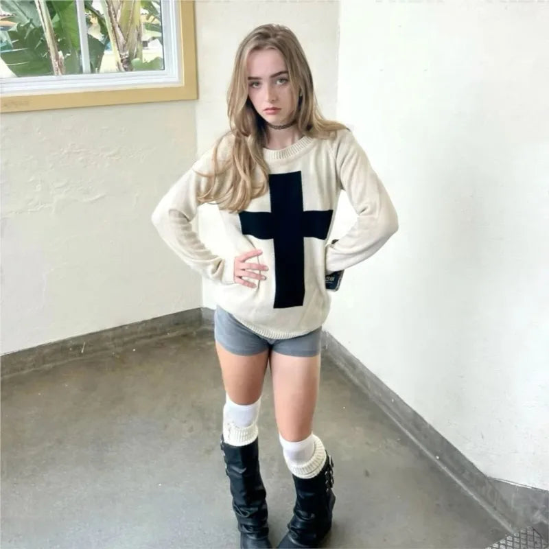 Retro Cross Tee – Black Sweaters