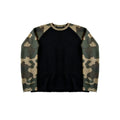 Camo Sleeve Contrast Raglan Long Sleeve Top - Green