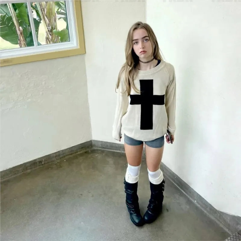 Retro Cross Tee – Black Sweaters