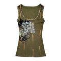 Summer Punk Style Sleeveless Camisoles American Vintage Harajuku Print Women Tank Top All Match Y2k Aesthetic Gothic Clothing - Planet Missy