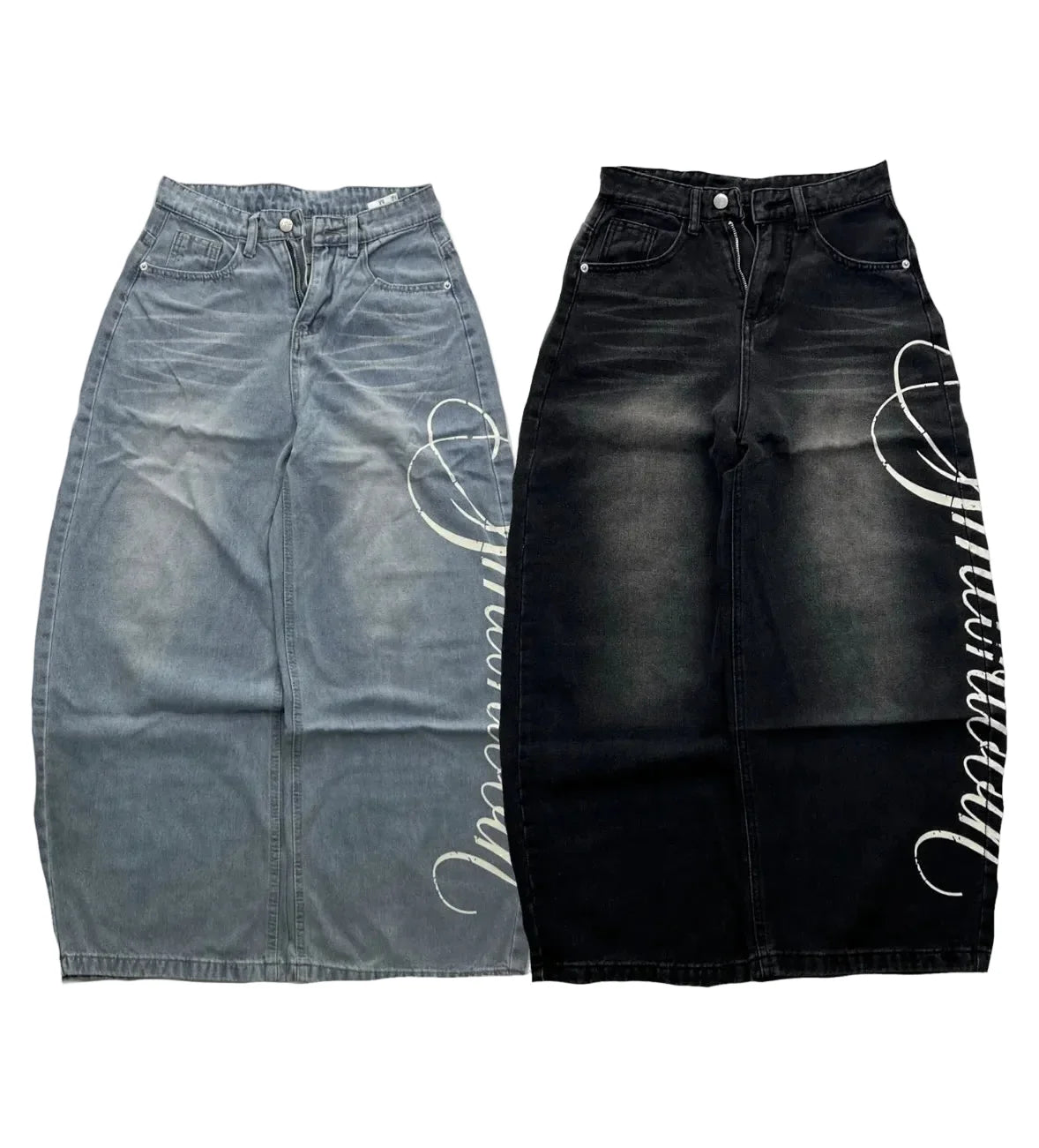 Graphic Baggy Jeans - Planet Missy