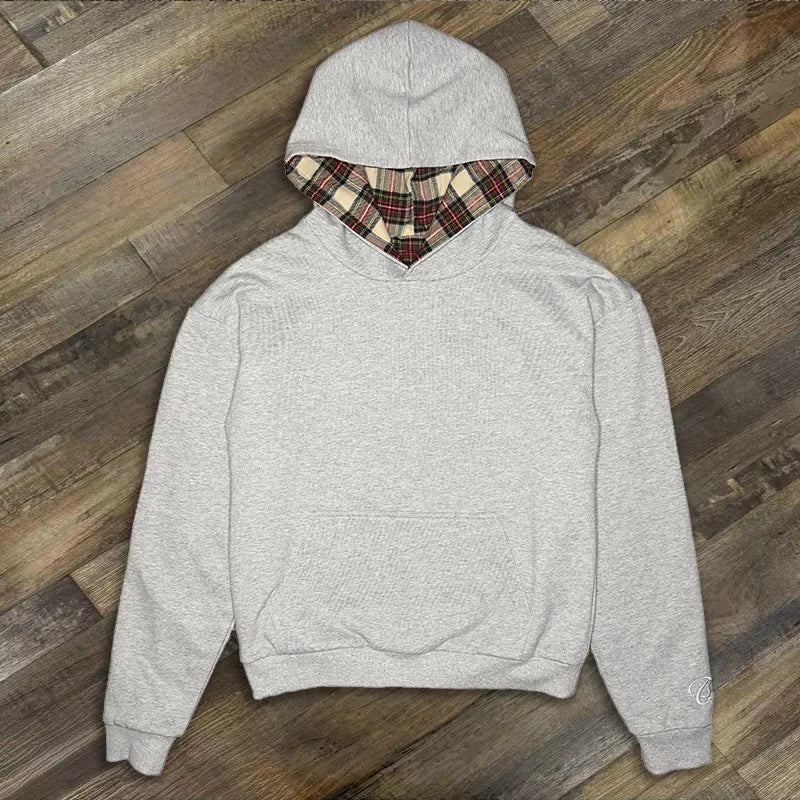 Plaid Print Loose Hoodie – Hoodies & Sweatshirts