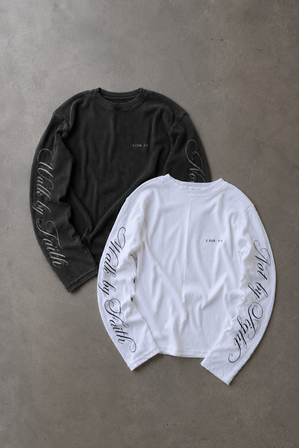 Walk by Faith Lettered Script Long-Sleeve Top - Black and White