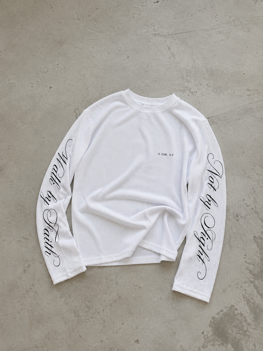 Walk by Faith Lettered Script Long-Sleeve Top - Black and White
