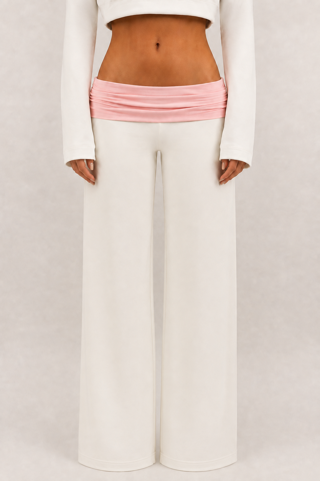 Low Waisted Fold Over Sweatpants – Gray Trousers & Joggers